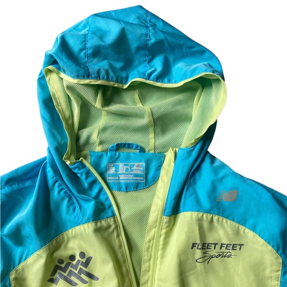 EUC New Balance Medium Neon Yellow and Blue running windbreaker. - Picture 3 of 7